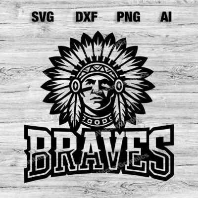 23139 Braves Sport Team Logo SVG PNG Dxf Ai File Baseball Basketball Football Soccer Design Cameo Cricut Instant Download