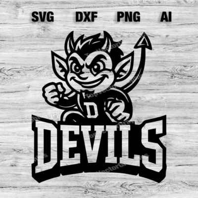 23143 Devils Sport Team Logo SVG PNG Dxf Ai File Baseball Basketball Football Soccer Design Cameo Cricut Instant Download