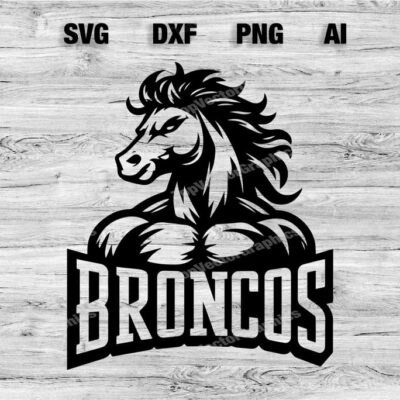 23163 Broncos Sport Team Logo SVG PNG Dxf Ai File Baseball Basketball Football Soccer Design Cameo Cricut Instant Download