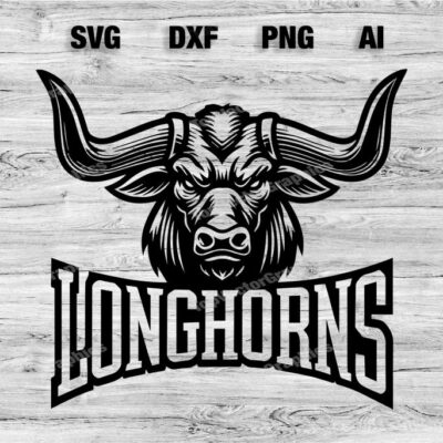 23175 Longhorns Sport Team Logo SVG PNG Dxf Ai File Baseball Basketball Football Soccer Design Cameo Cricut Instant Download