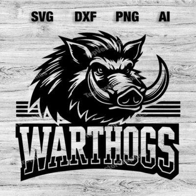 23176 Warthogs Sport Team Logo SVG PNG Dxf Ai File Baseball Basketball Football Soccer Design Cameo Cricut Instant Download