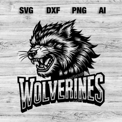 23180 Wolverines Sport Team Logo SVG PNG Dxf Ai File Baseball Basketball Football Soccer Design Silhouette Cameo Cricut Instant Download