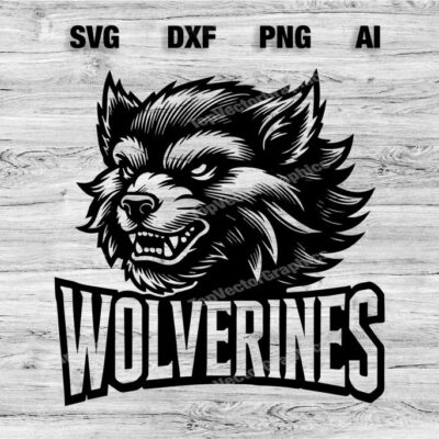 23181 Wolverines Sport Team Logo SVG PNG Dxf Ai File Baseball Basketball Football Soccer Design Silhouette Cameo Cricut Instant Download