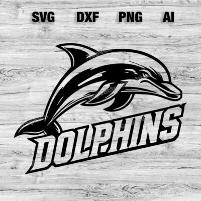 23182 Dolphins Sport Team Logo SVG PNG Dxf Ai File Baseball Basketball Football Soccer Design Cameo Cricut Instant Download