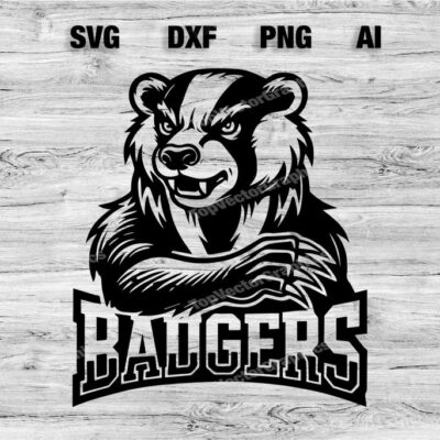 23185 Badgers Sport Team Logo SVG PNG Dxf Ai File Baseball Basketball Football Soccer Design Cameo Cricut Instant Download