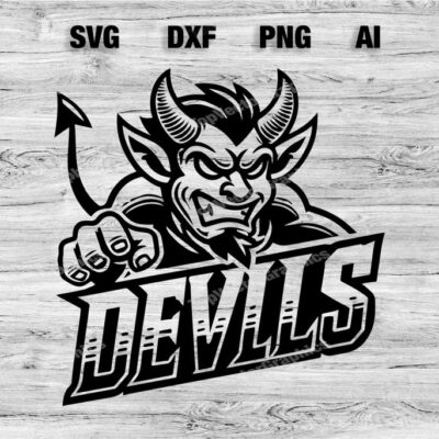 23189 Devils Sport Team Logo SVG PNG Dxf Ai File Baseball Basketball Football Soccer Design Cameo Cricut Instant Download