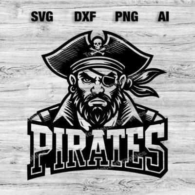 23195 Pirates Sport Team Logo SVG PNG Dxf Ai File Baseball Basketball Football Soccer Design Cameo Cricut Instant Download