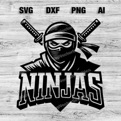 23203 Ninjas Sport Team Logo SVG PNG Dxf Ai File Baseball Basketball Football Soccer Design Cameo Cricut Instant Download