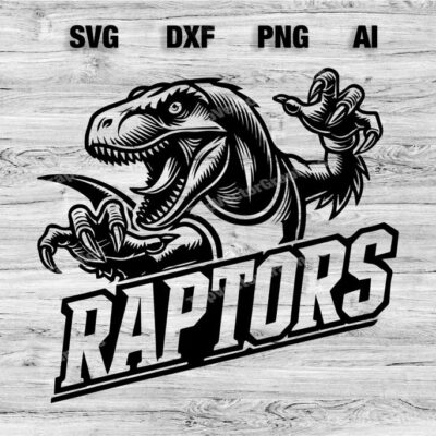 23210 Raptors School Sport Team Logo SVG PNG PDF Ai Dxf File Baseball Basketball Football Soccer Design Cameo Cricut Instant Download