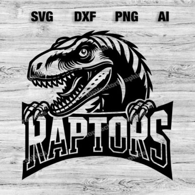 23212 Raptors School Sport Team Logo SVG PNG PDF Ai Dxf File Baseball Basketball Football Soccer Design Cameo Cricut Instant Download