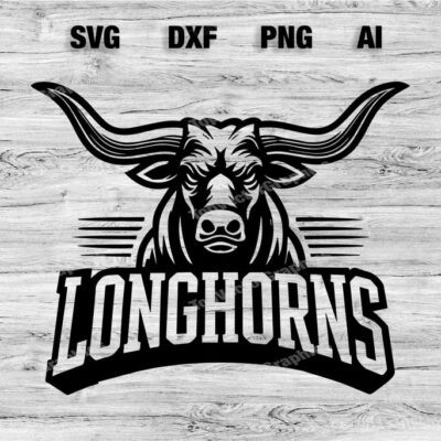 23214 Longhorns Sport Team Logo SVG PNG Dxf Ai File Baseball Basketball Football Soccer Design Cameo Cricut Instant Download