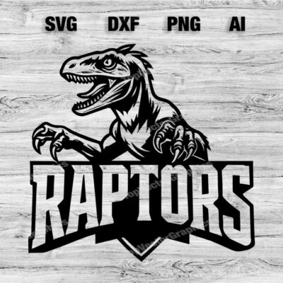 23215 Raptors School Sport Team Logo SVG PNG PDF Ai Dxf File Baseball Basketball Football Soccer Design Cameo Cricut Instant Download