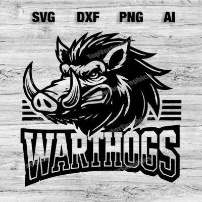 23216 Warthogs Sport Team Logo SVG PNG Dxf Ai File Baseball Basketball Football Soccer Design Cameo Cricut Instant Download