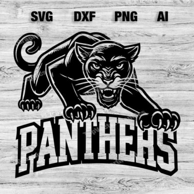 23230 Panthers School Sports Team Logo SVG PNG Dxf Ai File Football Baseball Basketball Soccer T shirt Design Cameo Cricut Instant Download