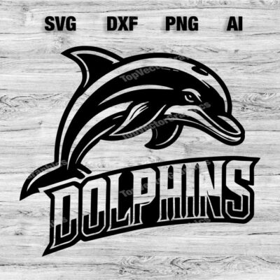 23236 Dolphins Sport Team Logo SVG PNG Dxf Ai File Baseball Basketball Football Soccer Design Cameo Cricut Instant Download