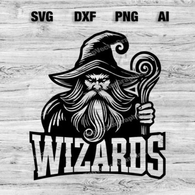 23247 Wizards Sport Team Logo SVG PNG Dxf Ai File Baseball Basketball Football Soccer Design Cameo Cricut Instant Download