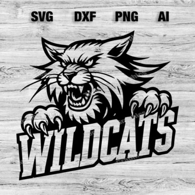 23253 Wildcats School Sport Team Logo SVG PNG PDF Ai Dxf File Baseball Basketball Football Soccer Design Cameo Cricut Instant Download