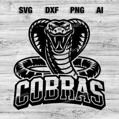 23262 Cobras Sport Team Logo SVG PNG Dxf Ai File Baseball Basketball Football Soccer Design Cameo Cricut Instant Download