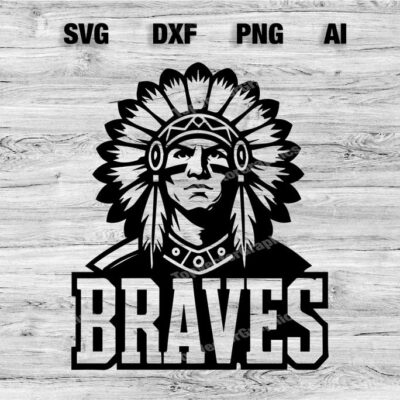 23266 Braves Sport Team Logo SVG PNG Dxf Ai File Baseball Basketball Football Soccer Design Cameo Cricut Instant Download