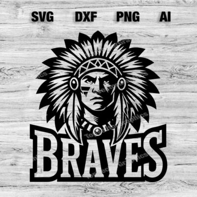 23267 Braves Sport Team Logo SVG PNG Dxf Ai File Baseball Basketball Football Soccer Design Cameo Cricut Instant Download