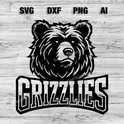 23268 Grizzlies Sport Team Logo SVG PNG Dxf Ai File Baseball Basketball Football Soccer Design Cameo Cricut Instant Download