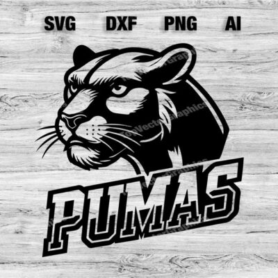 23269 Pumas Sport Team Logo SVG PNG Dxf Ai File Baseball Basketball Football Soccer Design Cameo Cricut Instant Download