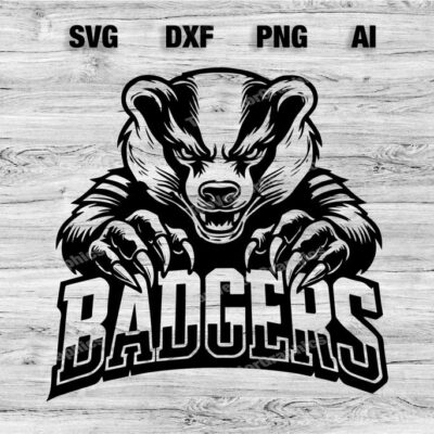 23275 Badgers Sport Team Logo SVG PNG Dxf Ai File Baseball Basketball Football Soccer Design Cameo Cricut Instant Download