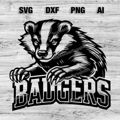 23279 Badgers Sport Team Logo SVG PNG Dxf Ai File Baseball Basketball Football Soccer Design Cameo Cricut Instant Download