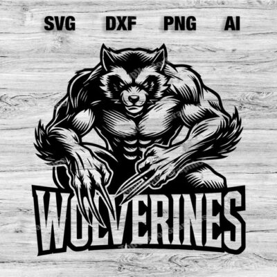 23283 Wolverines Sport Team Logo SVG PNG Dxf Ai File Baseball Basketball Football Soccer Design Silhouette Cameo Cricut Instant Download