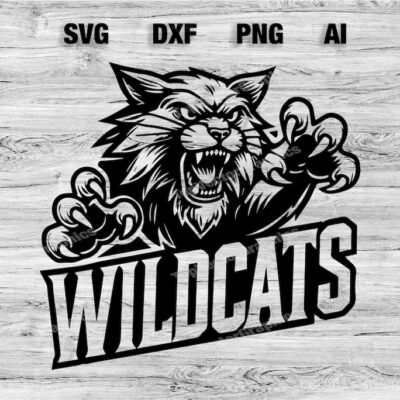 23285 Wildcats School Sport Team Logo SVG PNG PDF Ai Dxf File Baseball Basketball Football Soccer Design Cameo Cricut Instant Download