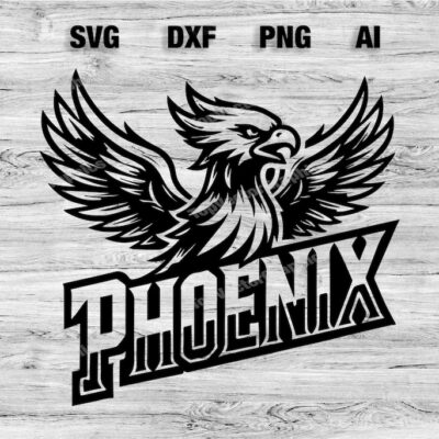 23297 Phoenix Sport Team Logo SVG PNG Dxf Ai File Baseball Basketball Football Soccer Design Cameo Cricut Instant Download