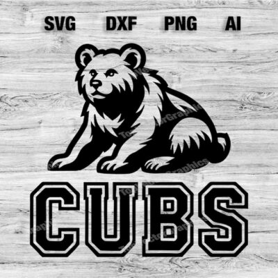 23300 Cubs Sport Team Logo SVG PNG Dxf Ai File Baseball Basketball Football Soccer Wolf Design Cameo Cricut Instant Download