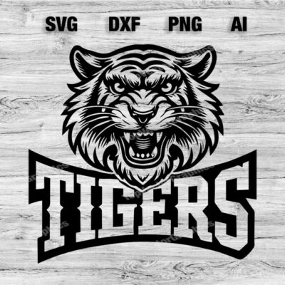 23301 Tigers Sports Team Logo SVG PNG Dxf Ai File Baseball Basketball Football Soccer Design Silhouette Cameo Cricut Instant Download