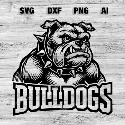 23304 Bulldogs Sports Team Logo SVG PNG Dxf Ai File Football Baseball Basketball T shirt Design Silhouette Cameo Cricut Instant Download