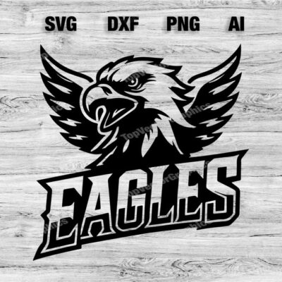 23307 Eagles Sports Team Logo SVG PNG Dxf Ai File Baseball Basketball Football Soccer Design Silhouette Cameo Cricut Instant Download