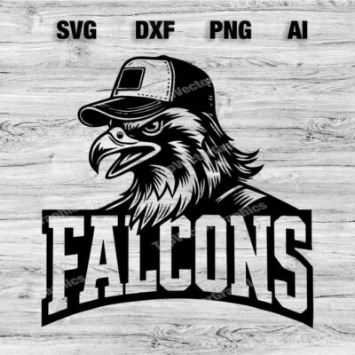 23308 Falcon Baseball Team Logo SVG PNG Dxf Ai File Cool Falcon Bird Trucker Hat T shirt Design Silhouette Cameo Cricut Instant Download