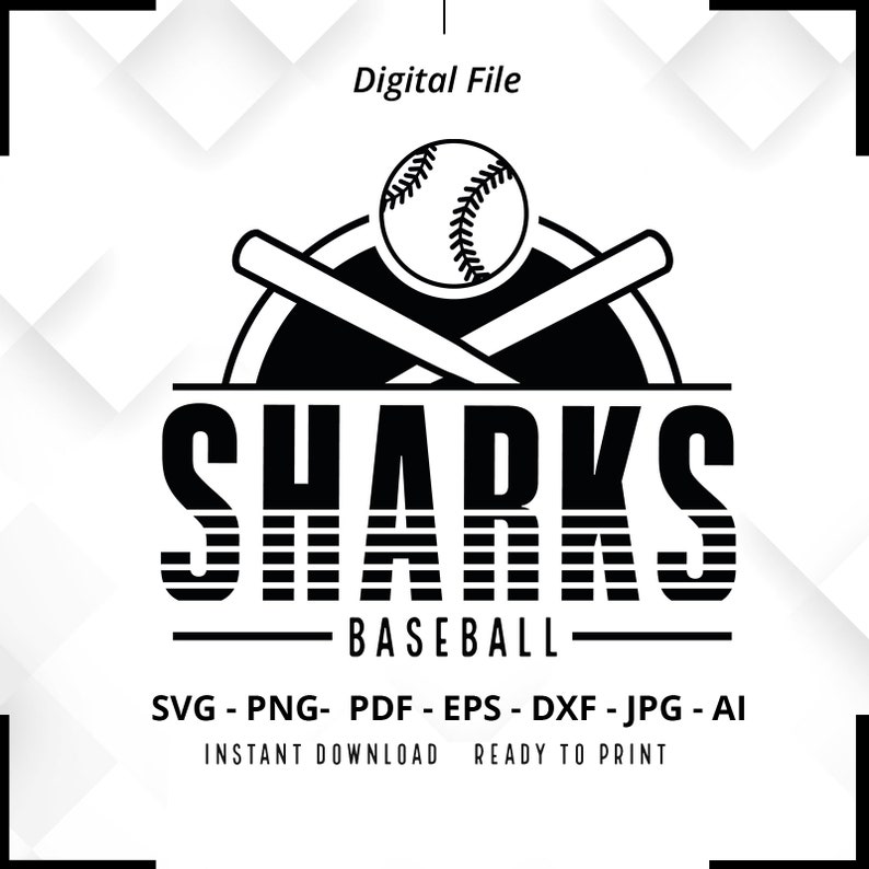 248 Sharks Baseball SVG PNG Sharks svg Baseball svg Sharks Shirt svg Sharks Cheer svg Sharks Mom svg Baseball Shirt svg Cricut Cut File