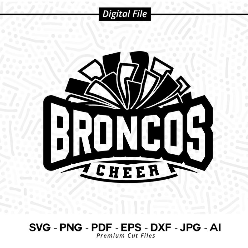 2482 Bronco Cheer svg Bronco Broncos Cheer svg png Sublimation Pom Pom svg Megaphone svg Cricut svg Digital Download SVG for Shirts