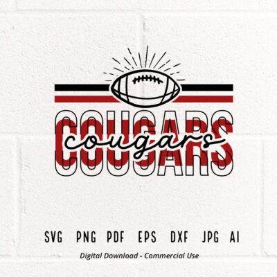 2492 Cougars Football SVG PNG Cougars Mascot svg Cougars svg Cougars School Team svg Cougars Cheer svg Stacked Cougars School Spirit