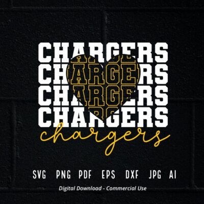 2564 Stacked Chargers SVG Chargers Mascot svg Chargers svg Chargers School Team svg Chargers Cheer svg School Spirit svg Chargers Heart svg