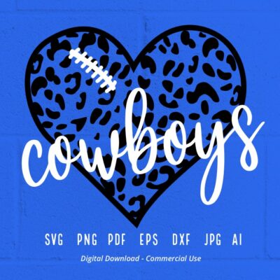 2570 Leopard Heart Cowboys SVG PNG Cowboys Mascot svg Cowboys svg Cowboys School Team Cowboys Cheer svg Cowboys Football svg Cowboys Heart svg