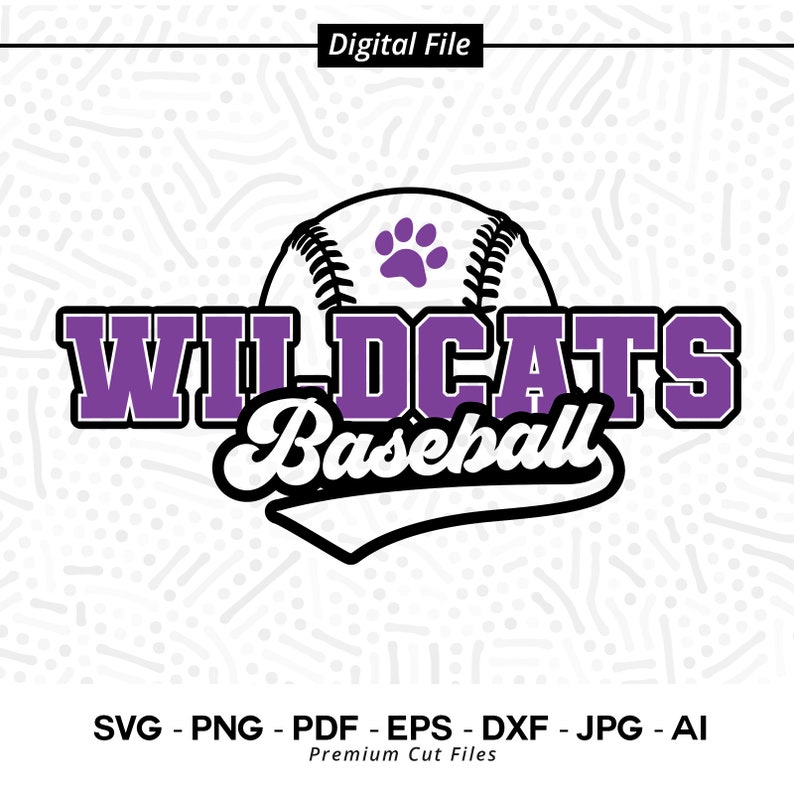 2589 Baseball SVG PNG Wildcat Baseball Wildcat Wildcats svg Baseball Wildcat Paw Cricut Digital Download Sublimation Baseball Clipart