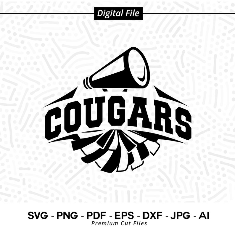 2675 Cougars Cheer SVG PNG Cougars Svg Cougar Cheer Svg Cougars Vibes Cougars Shirt svg School Spirit svg Cheer Megaphone Cougars Pom pom