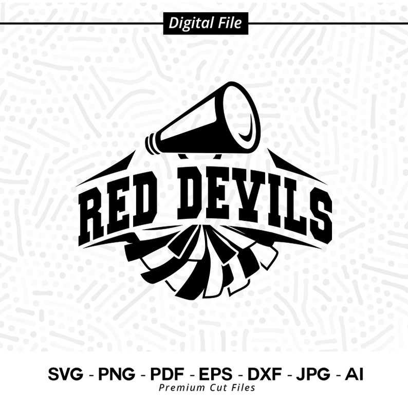 2680 Red Devils Cheer SVG PNG Red Devils Mascot svg Red Devils svg Red Devils Shirt School Spirit svg Cheer Megaphone Red Devils Pom pom