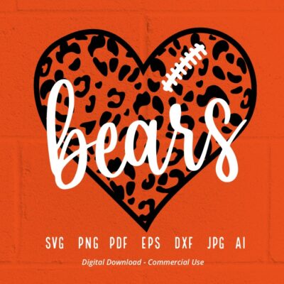 2735 Leopard Heart Bears SVG PNG Bears Mascot svg Bears svg Bears School Team svg Bears Cheer svg Bears Football svg Bears Heart svg