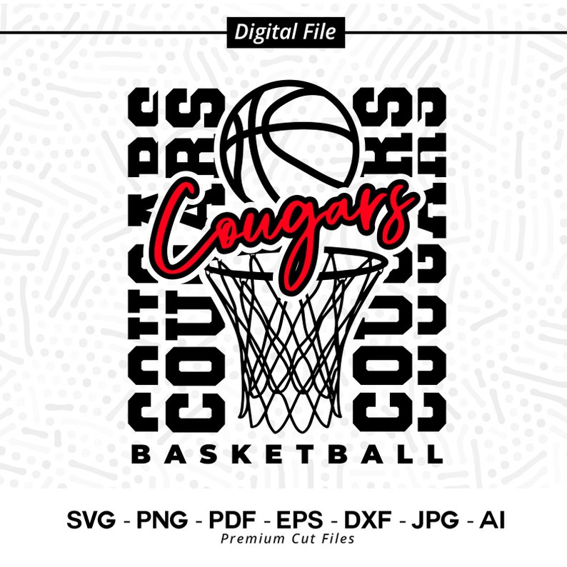 276 Cougar SVG PNG Cougar Basketball svg Cougars Basketball svg Cougar Sublimation Cougars Cheer svg Stacked Cougars svg Cougars Mom svg