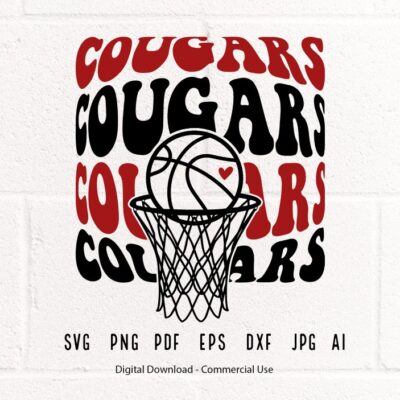 277 Cougars Basketball SVG PNG Cougars Mascot svg Cougars svg Cougars School Team svg Cougars Hoop svg Basketball Hoop svg School Spirit