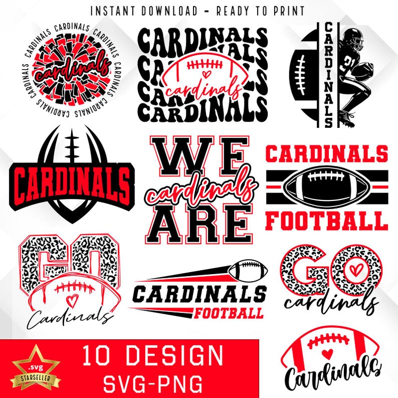 28 Cardinals Bundle SVG PNG Cardinals Football Bundle svg Bundle svg Football Bundle Sports Team svg Digital Cut File Instant Download