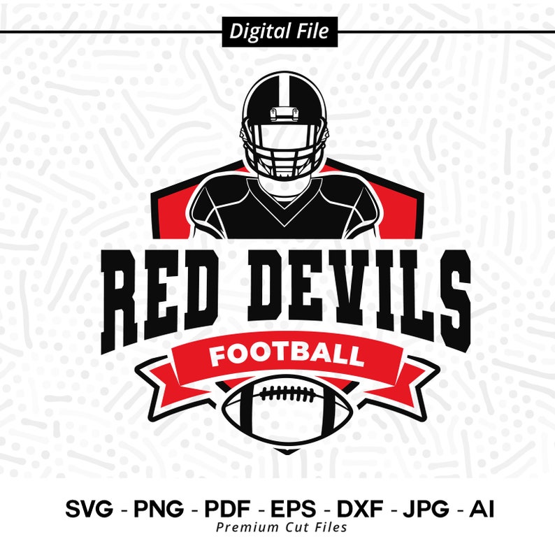 2802 Red Devils Football SVG PNG Red Devils Football Svg Red Devils svg Cricut Cut files Silhouette Sublimation SVG for Shirts Football Mom