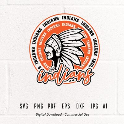 2872 Indians SVG PNG Indians Face svg Indians Mascot svg Indians Cheer Indians Vibes School Spirit svg Indians Sport svg Indians Pride svg